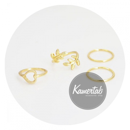 Набор колец Нежность, midi ring, 4 шт. Набор колец Нежность, midi ring, 4 шт.